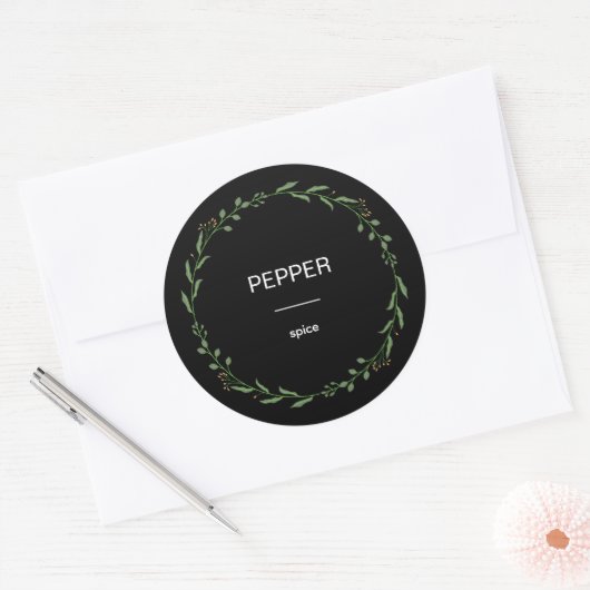 Sticker Rond Modern Personalized Spice Jars Labels Name White (Enveloppe)