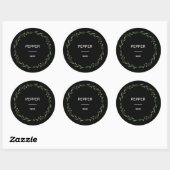 Sticker Rond Modern Personalized Spice Jars Labels Name White (Feuille)