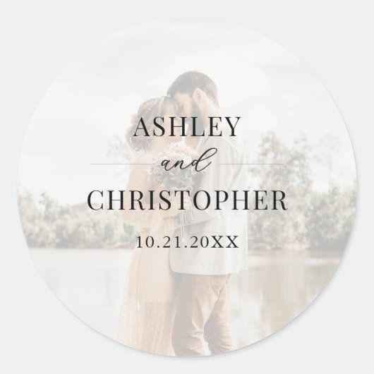 Sticker Rond Modern Photo Wedding (Devant)