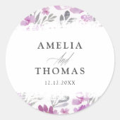 Sticker Rond Modern Pink Watercolor Wedding  (Devant)