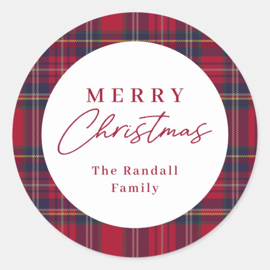 Sticker Rond Modern Plaid Christmas (Devant)