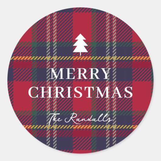 Sticker Rond Modern Plaid Christmas Tree  (Devant)