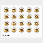Sticker Rond Modern Realistic Honey Bee and Honeycomb (Feuille)