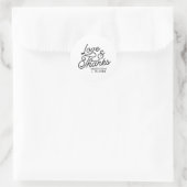 Sticker Rond Modern Retro Love and Thanks Bold Script Mariage (Sac)