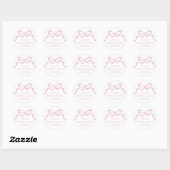 Sticker Rond Modern Retro Pink Bows Baby Birth Announcement (Feuille)