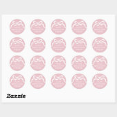Sticker Rond Modern Retro Pink Bows Baby Girl Announcement  (Feuille)