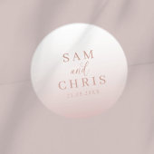 Sticker Rond Modern Rose Gold Wedding Monogram 