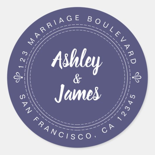 Sticker Rond Modern Rustic Future M. Mme Mariage Retour Adresse (Devant)