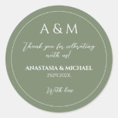 Sticker Rond Modern sage green minimalist wedding (Devant)