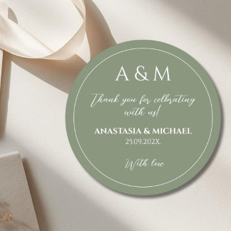 Sticker Rond Modern sage green minimalist wedding