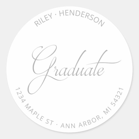 Sticker Rond Modern Script Graduate Adresse de retour (Devant)