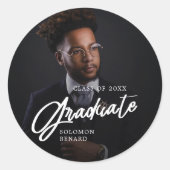 Sticker Rond Modern Script Graduate Photo Graduation (Devant)