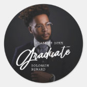 Sticker Rond Modern Script Graduate Photo Graduation (Devant)