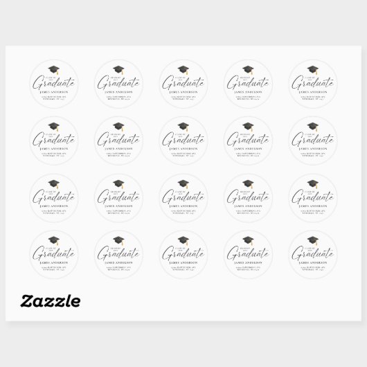 Sticker Rond Modern Script Graduation Address Envelope Seal (Feuille)