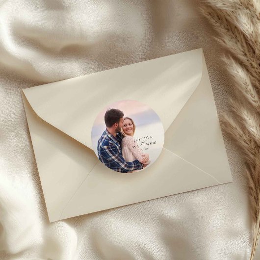 Sticker Rond Modern Stylish Photo Wedding 