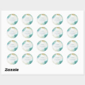 Sticker Rond Modern Teal Gold Abstract Beach Wedding  (Feuille)