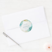 Sticker Rond Modern Teal Gold Abstract Beach Wedding  (Enveloppe)