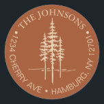 Sticker Rond Modern Tree Forest Rustic Mariage Adresse de retou<br><div class="desc">Modern Tree Forest Rustic Mariage Retourner étiquette d'adresse Que vous teniez le noeud dans votre ville natale ou que vous disiez "I do" sur fond de forêt mystique, notre collection mariage allie élégance et minimalisme pour donner le ton à votre journée spéciale. Des options de personnalisation sont disponibles pour vous...</div>