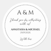 Sticker Rond Modern white black minimalist wedding (Devant)