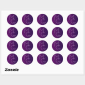 Sticker Rond Moderne 2 Initiales | Ombre subtile violet profond (Feuille)