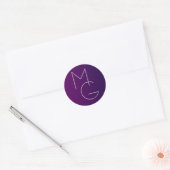 Sticker Rond Moderne 2 Initiales | Ombre subtile violet profond (Enveloppe)