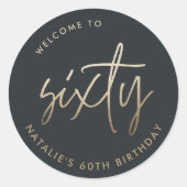 Sticker Rond Moderne 60e anniversaire simple élégant script élé (Devant)