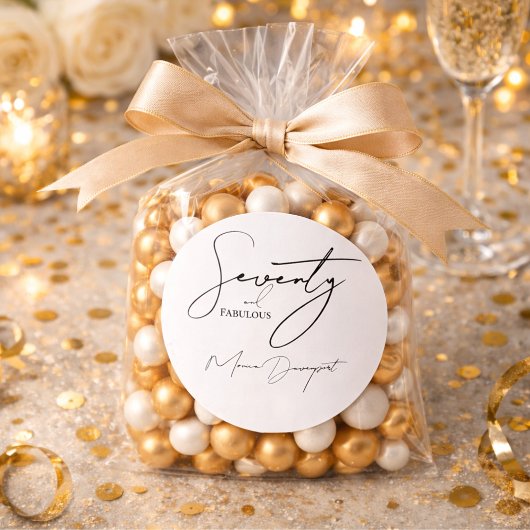 Sticker Rond Moderne 70 ans et Incroyable Fête d'anniversaire d