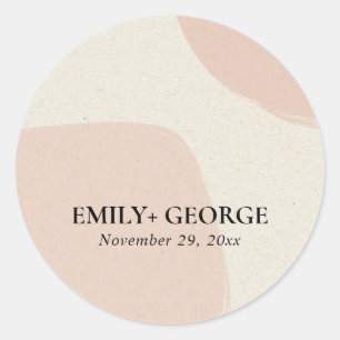 STICKER ROND MODERNE ABSTRAIT DOFT CHIC BLUSH PINK KRAFT MARIAG