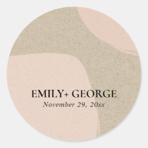 STICKER ROND MODERNE ABSTRAIT DOFT CHIC BLUSH PINK KRAFT MARIAG