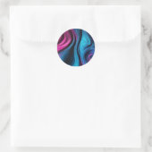 Sticker Rond Moderne Abstrait Fluid Art-Blue et rose- (Sac)