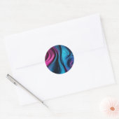 Sticker Rond Moderne Abstrait Fluid Art-Blue et rose- (Enveloppe)