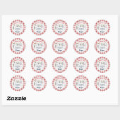 Sticker Rond Moderne anniversaire de pêche à carreaux rouges (Feuille)