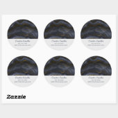 Sticker Rond Moderne Black & Gold Agate Pierre Abstrait Busines (Feuille)