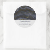 Sticker Rond Moderne Black & Gold Agate Pierre Abstrait Busines (Sac)