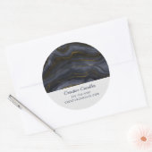 Sticker Rond Moderne Black & Gold Agate Pierre Abstrait Busines (Enveloppe)