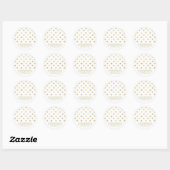 Sticker Rond Moderne Blanc & Or Pois mariage Faveur (Feuille)