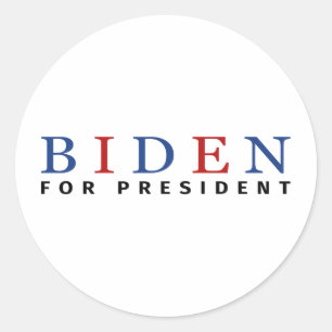 Sticker Rond Moderne bleu rouge Joe Biden Président