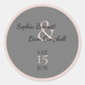 Sticker Rond Moderne Blush Rose et gris scellement (Devant)