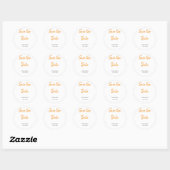 Sticker Rond Moderne boho enregistrer la date ajouter QR nom da (Feuille)