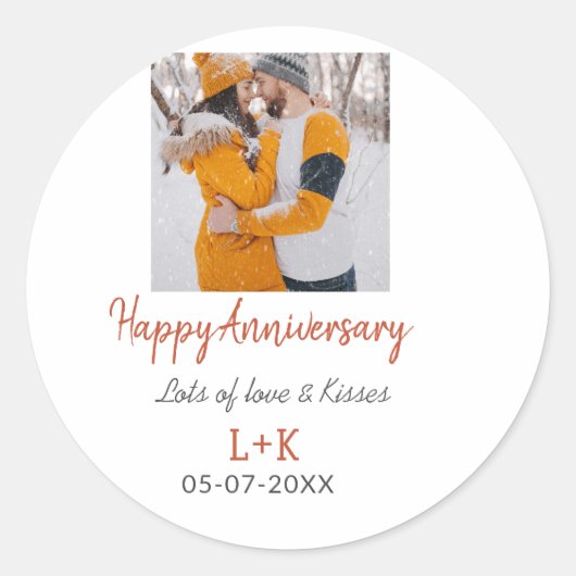 Sticker Rond Moderne boho joyeux anniversaire ajouter nom date (Devant)