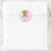 Sticker Rond Moderne boho joyeux anniversaire ajouter nom date  (Sac)