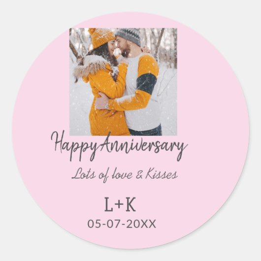 Sticker Rond Moderne boho joyeux anniversaire ajouter nom date  (Devant)