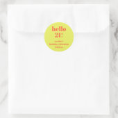 Sticker Rond Moderne Bold Bright Chartreuse Anniversaire 21 Per (Sac)