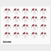 Sticker Rond Moderne Bourgogne Blush Floral Greenery Mariage (Feuille)