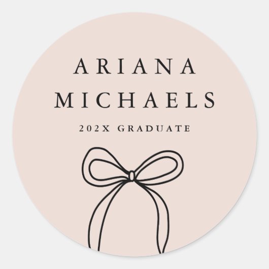 Sticker Rond Moderne Bow Blush et Black Graduation (Devant)