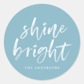 Sticker Rond Moderne brillant Hiver Bleu Vacances (Devant)