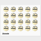 Sticker Rond MODERNE CHEVRON MOTIF doré tendance noir (Feuille)