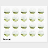 Sticker Rond Moderne Chic Aquarelle Vignoble Paysage Mariage (Feuille)