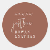 Sticker Rond Moderne chic en terre cuite rouille Juste d'amour  (Devant)