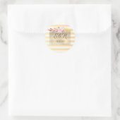 Sticker Rond Moderne Chic Fleurs Rayées (Sac)